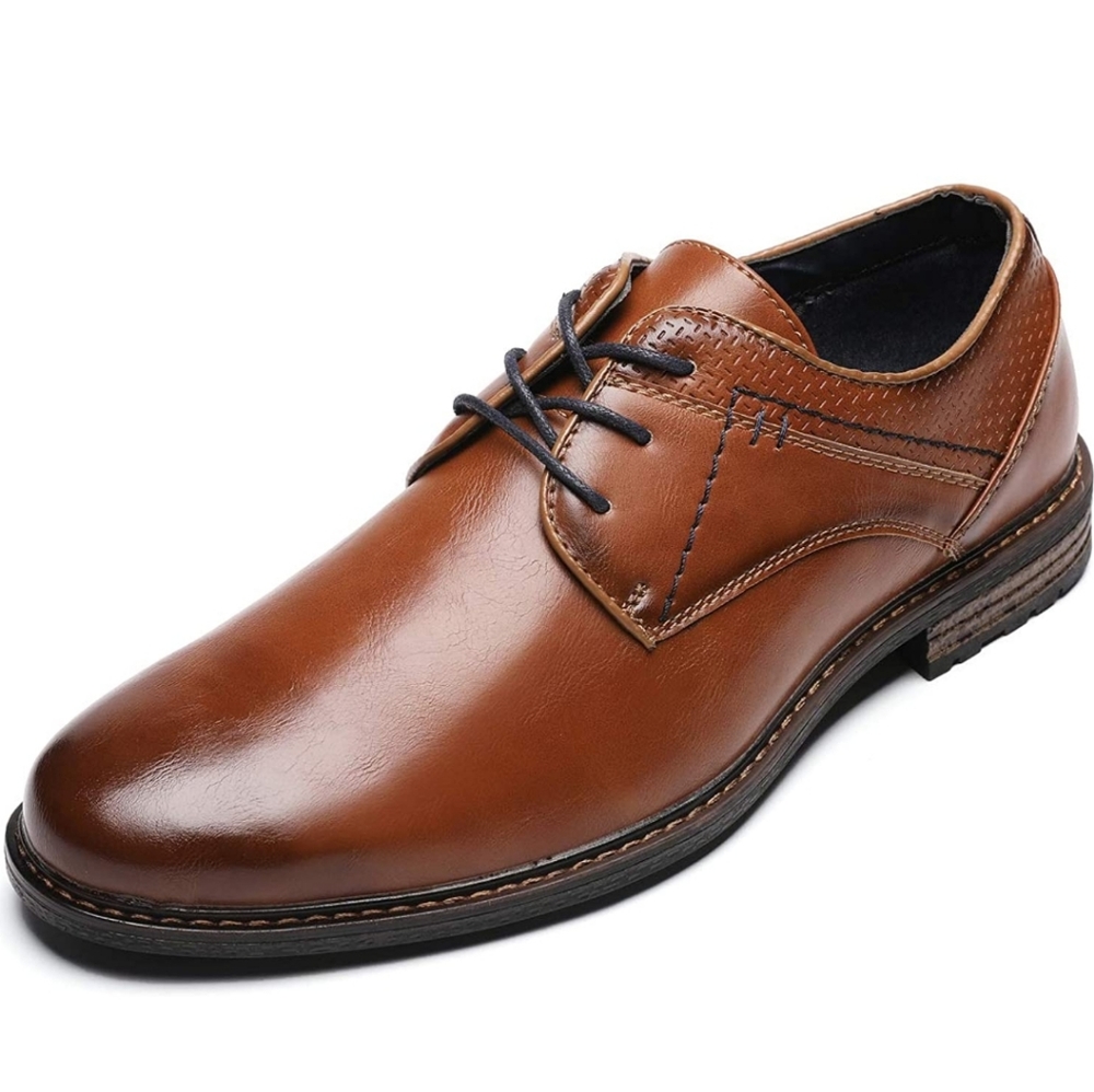Classic Brown Leather Derby Shoes with Polished Finish